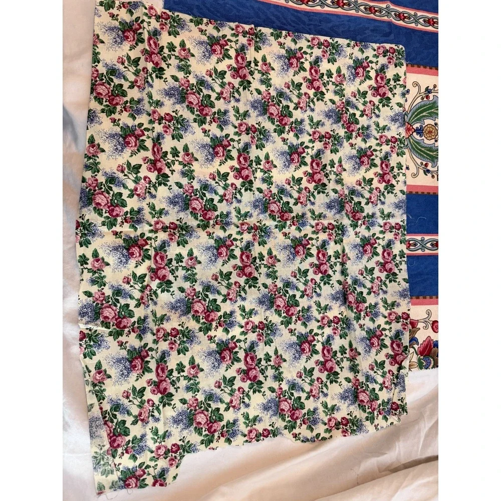 VTG new Lot of 7 flower print floral designs fabrics various size samples colors